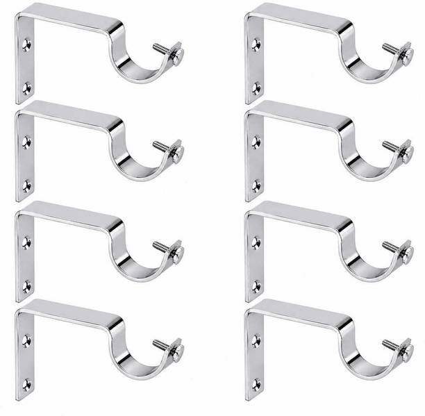 MNTL Silver Curtain Hooks, Curtain Knobs, Rod Rail Bracket, Curtain Rods Metal