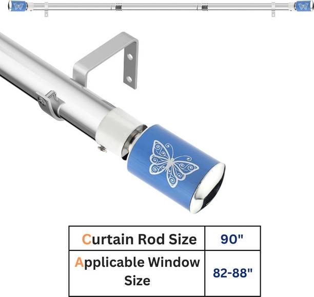 GLOXY Blue, Silver Curtain Knobs, Curtain Hooks, Curtain Rods, Rod Rail Bracket, Cord Pull, Curtain Rings Metal