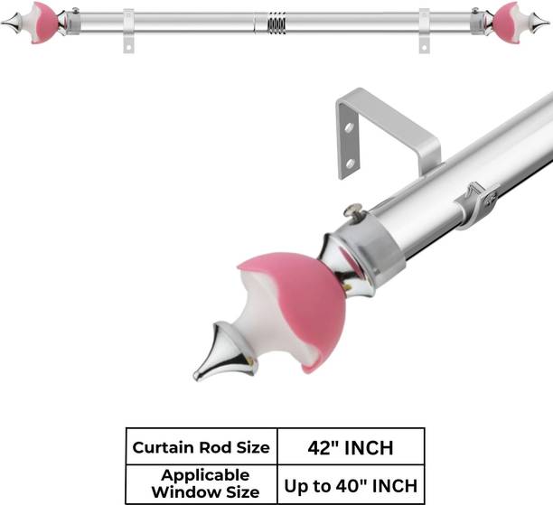 GRIVAN Pink Curtain Knobs, Curtain Rods, Rod Rail Bracket Metal