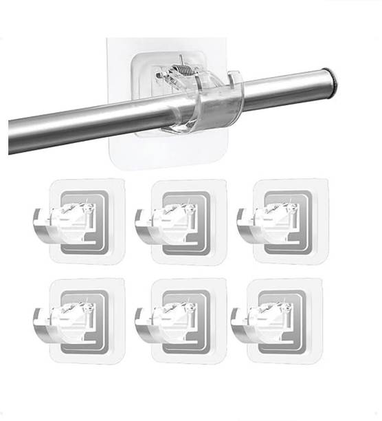 BRZONE Self Adhesive Curtain Hooks | No Drill Curtain Rod Hook for Curtains | Pack of 6 Curtain Hook