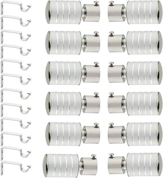 LEEZEN Architectural Hardware Silver Rod Rail Bracket, Curtain Hooks, Curtain Rings, Tieback Hook Metal