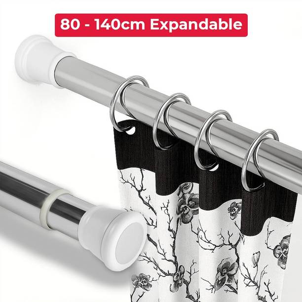 Herrlich Homes Silver, White Curtain Rods Metal