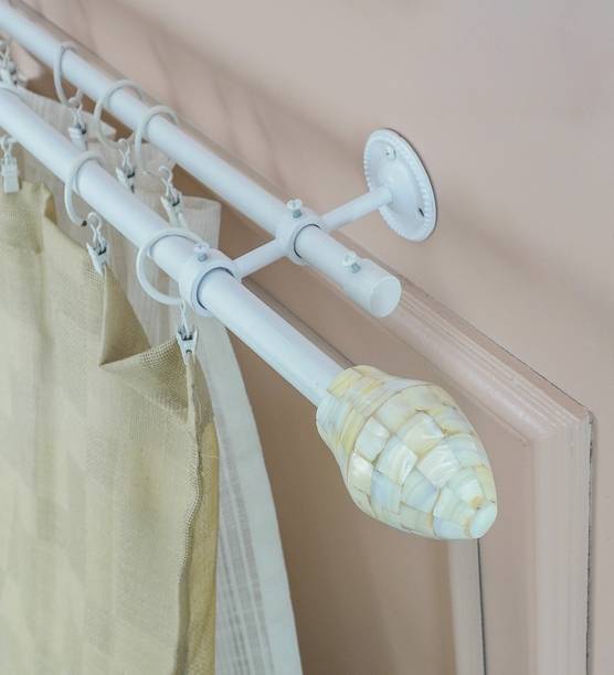 THE DECOR MART White Curtain Rods Metal