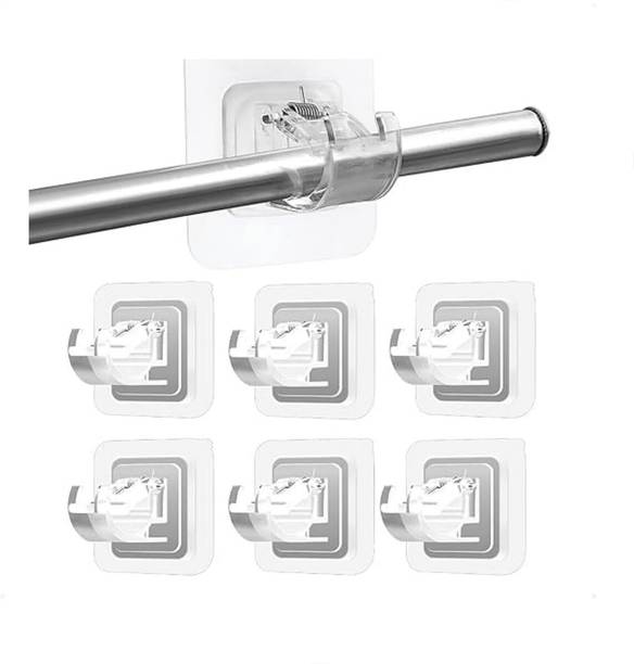 BRZONE Self Adhesive Curtain Hooks | No Drill Curtain Rod Hook for Curtains | Pack of 6 Curtain Hook