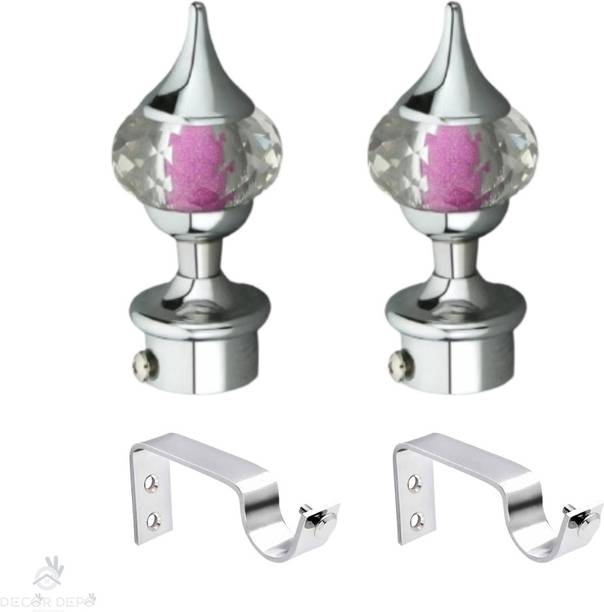 DecorDepo Silver, Pink Curtain Knobs Metal