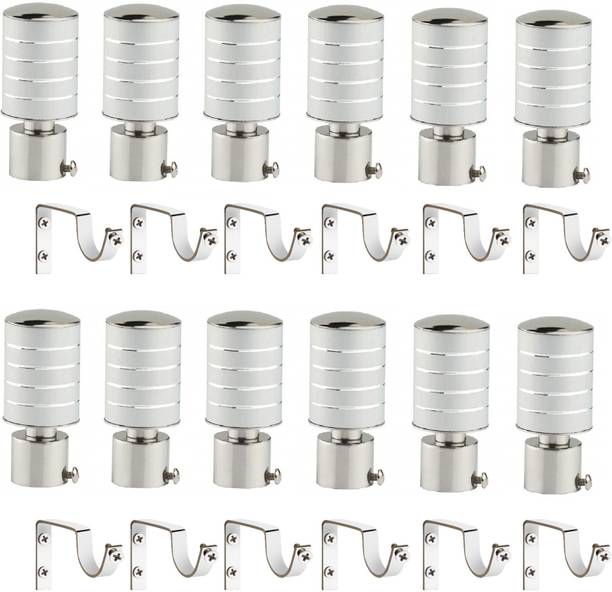 ZELOXA Silver Rod Rail Bracket, Curtain Hooks, Curtain Rings, Tieback Hook Metal