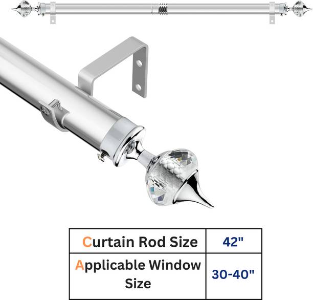 GLOXY Silver Curtain Knobs, Curtain Rods, Rod Rail Bracket, Curtain Hooks, Cord Pull, Rod Rail Bracket Metal