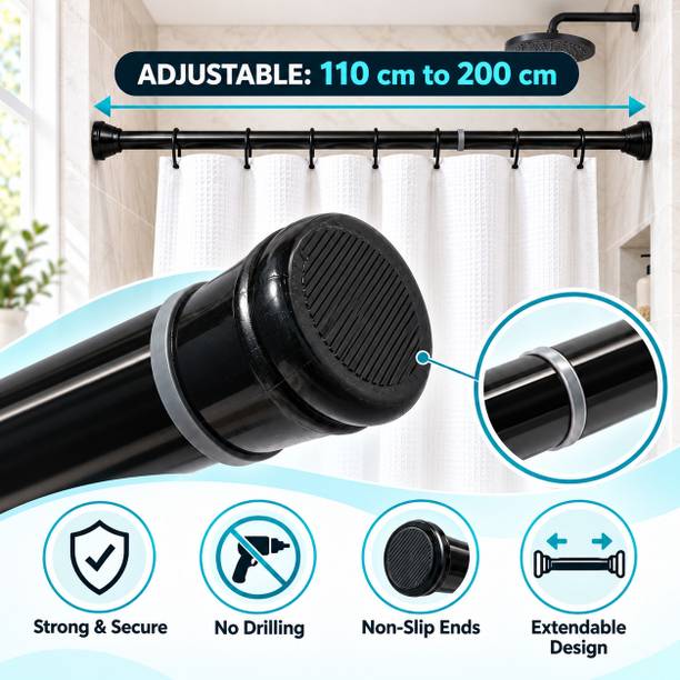 HomeCloud Black Curtain Rods Metal