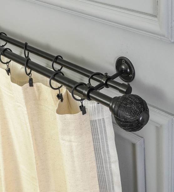 THE DECOR MART Black Curtain Rods Metal