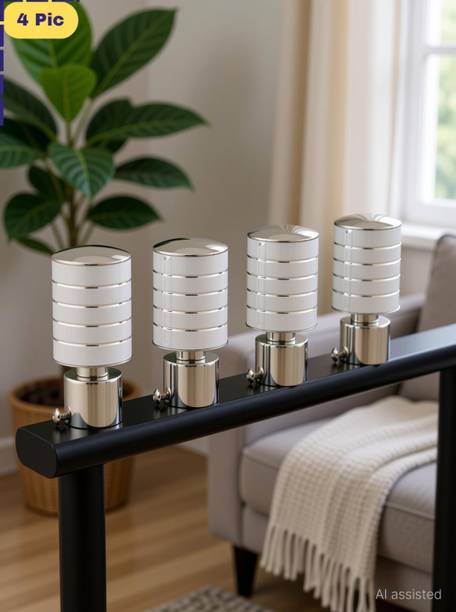 ZAPEX Silver Curtain Knobs, Rod Rail Bracket Metal