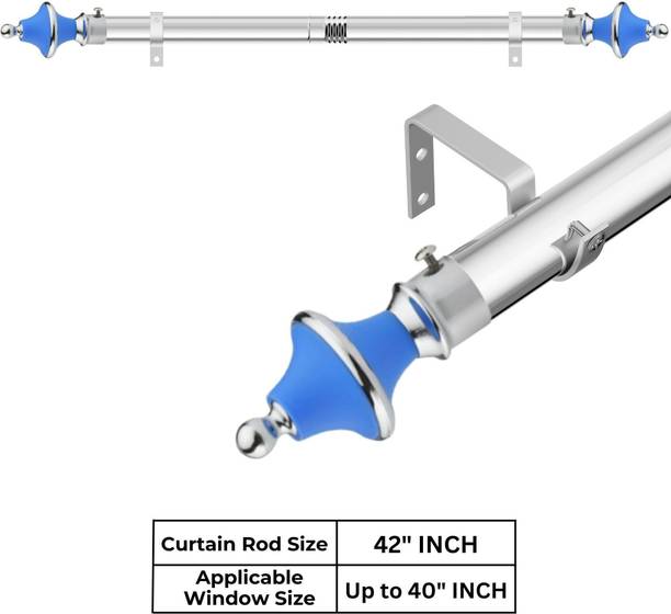GRIVAN Blue Curtain Knobs, Curtain Rods, Rod Rail Bracket Metal