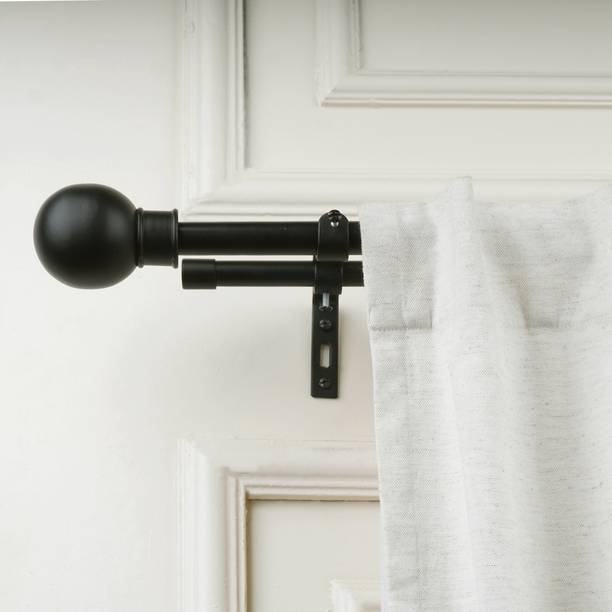THE DECOR MART Black Curtain Rods Metal