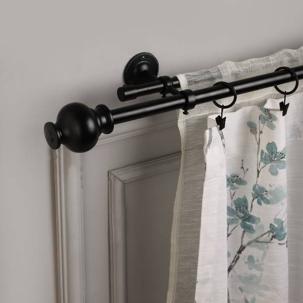 THE DECOR MART Black Curtain Rods Metal