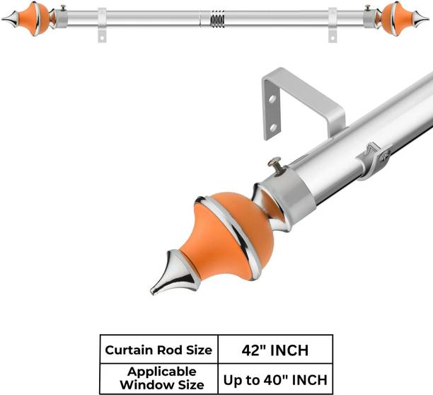 GRIVAN Orange, Silver Curtain Knobs, Curtain Rods, Rod Rail Bracket Metal