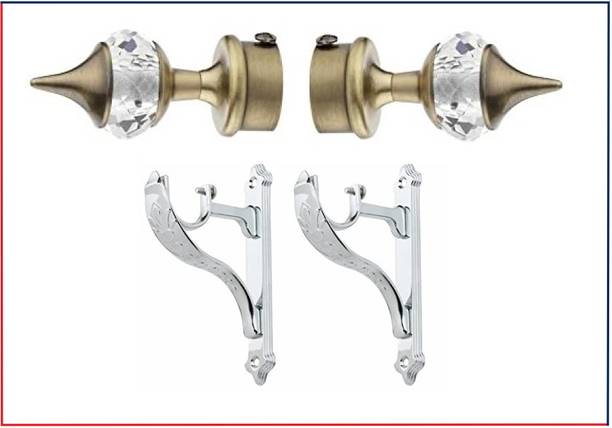 ZELOXA Silver, Multicolor Curtain Knobs, Curtain Hooks, Rod Rail Bracket, Curtain Rings, Curtain Rods, Tieback Hook Metal