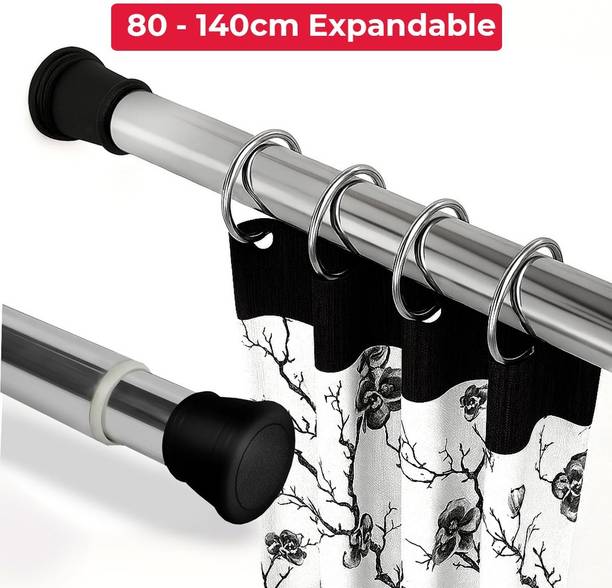 Herrlich Homes Silver, Black Curtain Rods Metal