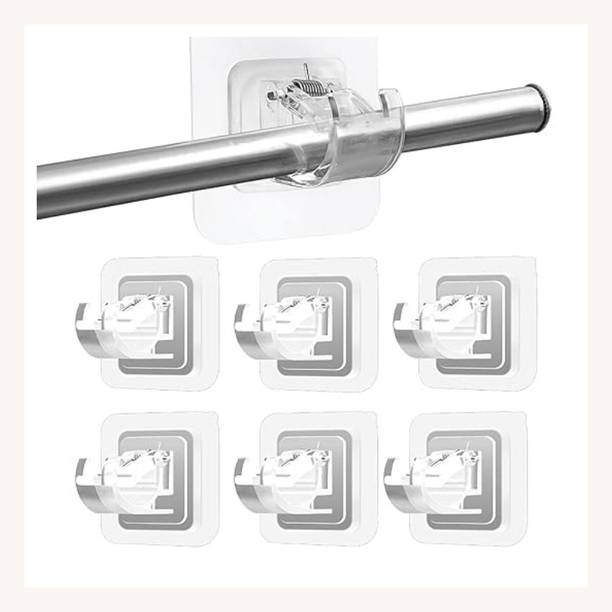 BRZONE Self Adhesive Curtain Rod Hook | No Drill Curtain Hangers for Bathroom Shower Curtain Hook