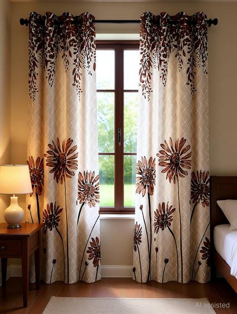 Home Sizzler 153 cm (5 ft) Window Polyester Semi Transparent Curtain (Pack Of 2)