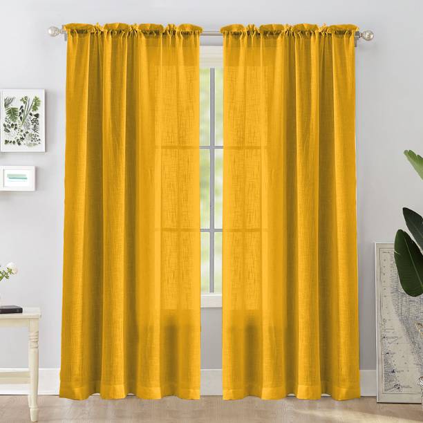HOMEMONDE 152.4 cm (5 ft) Window Cotton Transparent Curtain (Pack Of 2)