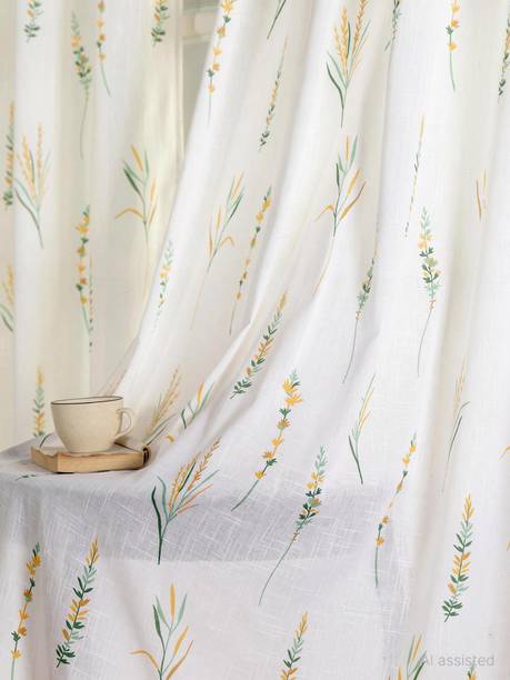 HOMEMONDE 274.32 cm (9 ft) Long Door Cotton Transparent Curtain (Pack Of 2)