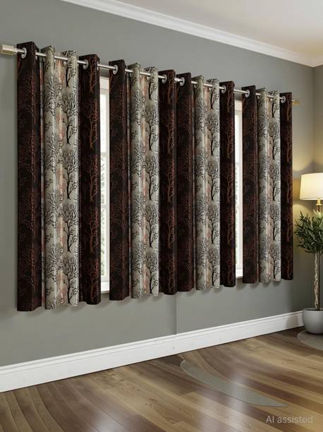 Achintya 153 cm (5 ft) Window Polyester Semi Transparent Curtain (Pack Of 4)