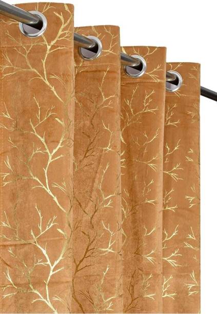 fabrick world 210 cm (7 ft) Door Velvet Room Darkening Curtain (Pack Of 2)