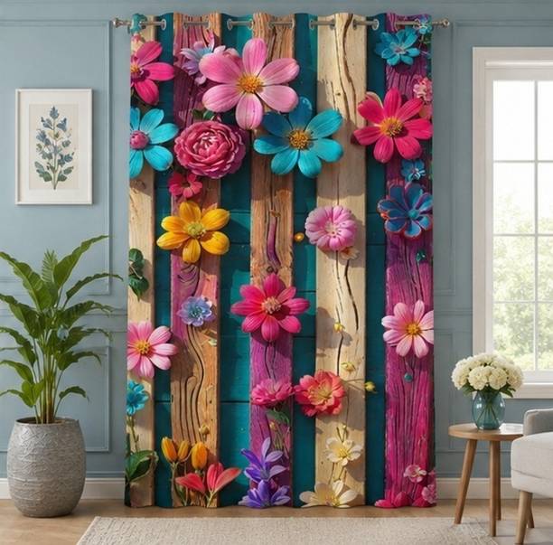 Vistaara Homes 214 cm (7 ft) Door Polyester Room Darkening Curtain Single Curtain