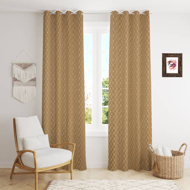 CARLTON LONDON 214 cm (7 ft) Polyester Blackout Door Curtain (Pack Of 2)