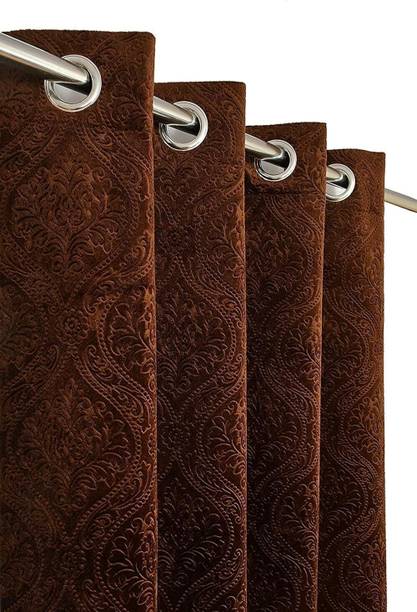 HOME SAZAWAT WITH HS 213 cm (7 ft) Door Velvet Room Darkening Curtain (Pack Of 2)