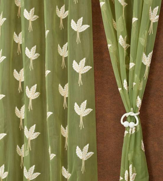 Mitaj 152 cm (5 ft) Window Tissue, Net Transparent Curtain (Pack Of 2)