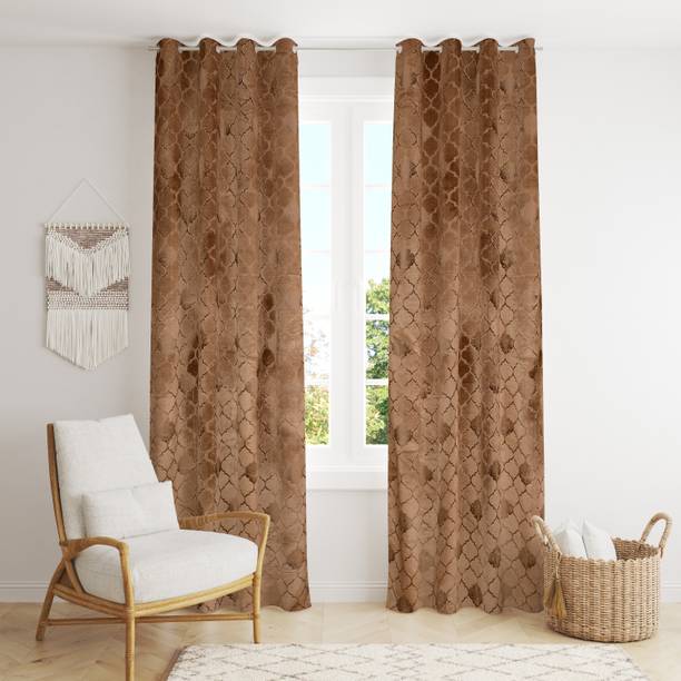 Panipat Textile Hub 214 cm (7 ft) Velvet Room Darkening Door Curtain (Pack Of 2)