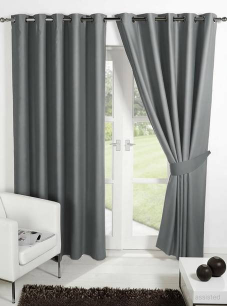Panipat Textile Hub 213 cm (7 ft) Door Polyester Curtain (Pack Of 2)