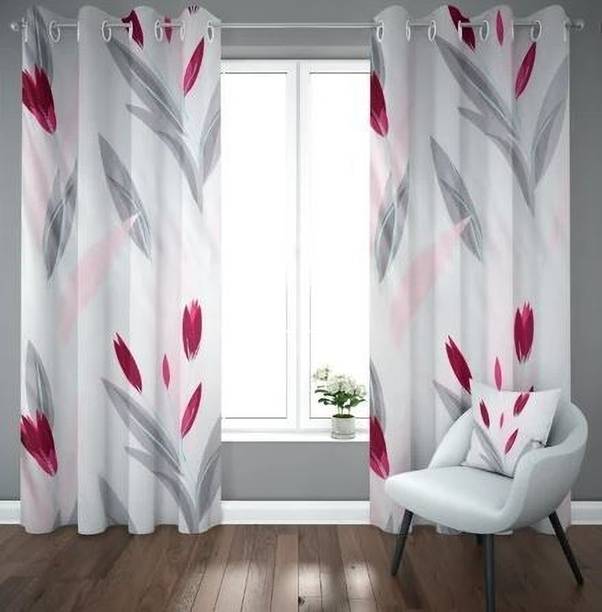 GRIZNA 154 cm (5 ft) Polyester Room Darkening Window Curtain (Pack Of 2)