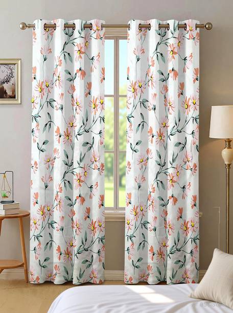 WEAVELINES 213 cm (7 ft) Door Cotton Room Darkening Curtain (Pack Of 2)