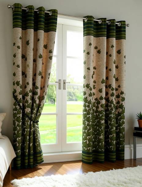Home Sizzler 152 cm (5 ft) Window Polyester Semi Transparent Curtain (Pack Of 2)
