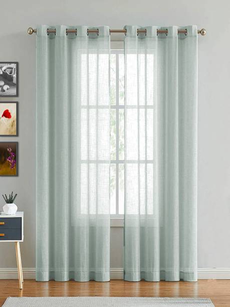 HOMEMONDE 152.4 cm (5 ft) Window Cotton Transparent Curtain (Pack Of 2)