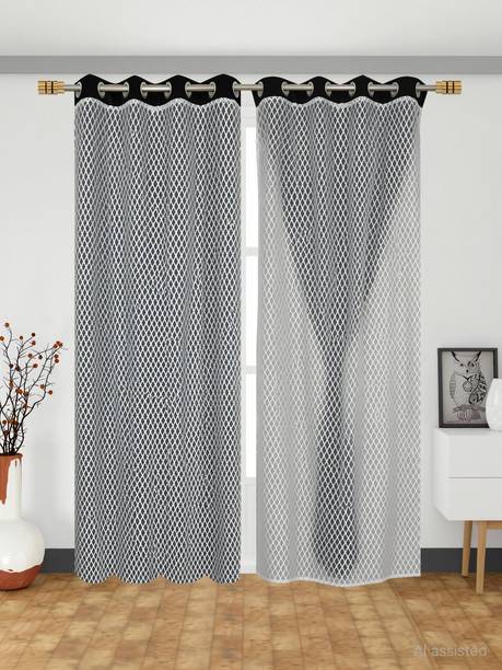 Home Stylish 213 cm (7 ft) Door Silk Blackout Curtain (Pack Of 2)