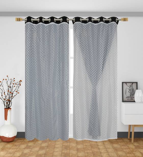 Home Stylish 213 cm (7 ft) Door Silk Blackout Curtain (Pack Of 2)