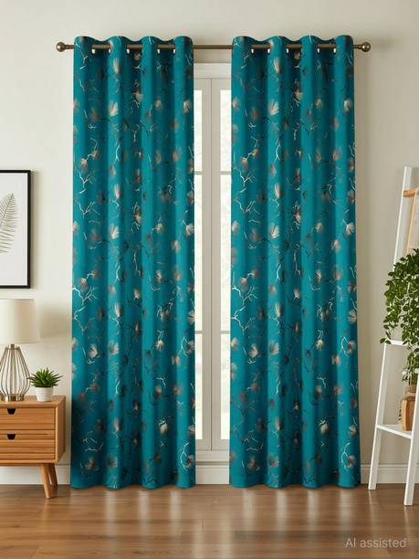Galaxy Drape 213 cm (7 ft) Door Velvet Room Darkening Curtain (Pack Of 2)