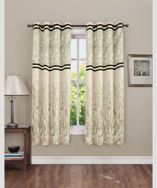 CARLTON LONDON 152 cm (5 ft) Window Jacquard Room Darkening Curtain (Pack Of 2)