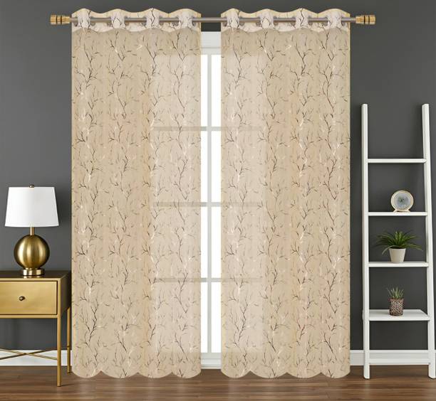 HOMEDESK 213.36 cm (7 ft) Door Polyester Semi Transparent Curtain (Pack Of 2)