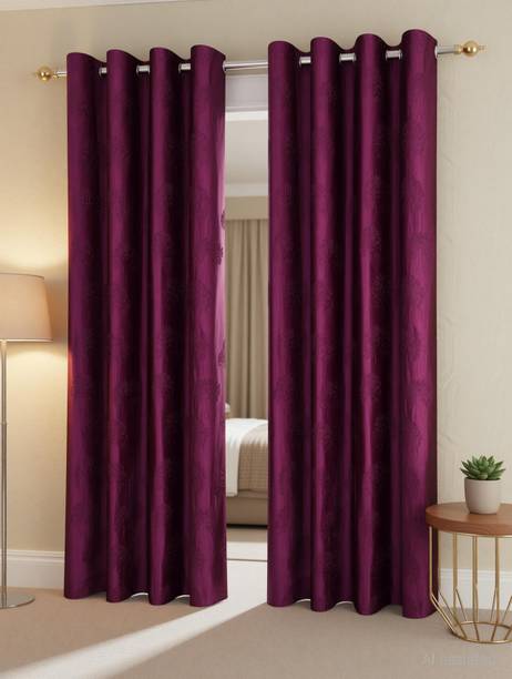 Fabrilia 152 cm (5 ft) Window Polyester Room Darkening Curtain (Pack Of 2)