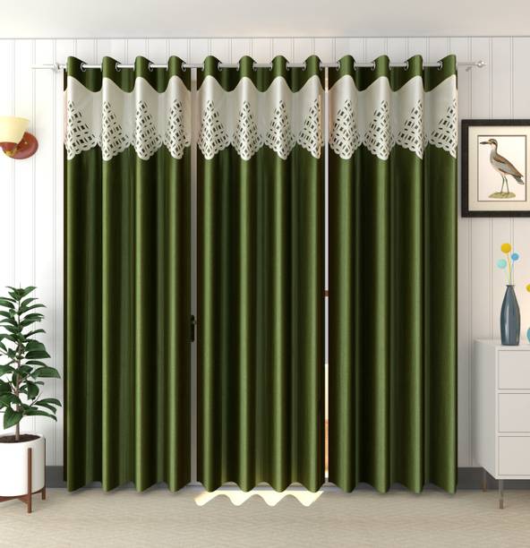 Soulful Creations 214 cm (7 ft) Polyester Room Darkening Door Curtain (Pack Of 3)