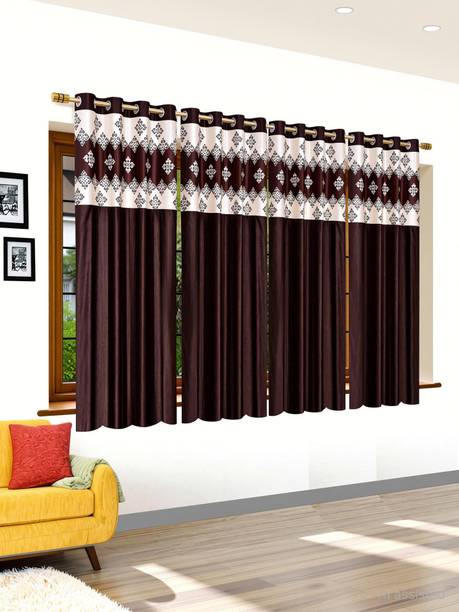 Ruhi Home Furnishing 152 cm (5 ft) Window Polyester Room Darkening Curtain (Pack Of 4)