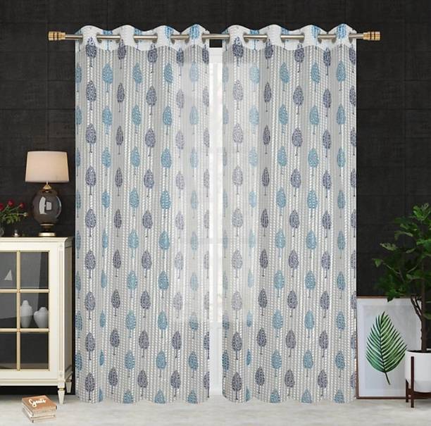 DTODEXPRESS 213.3 cm (7 ft) Tissue Semi Transparent Door Curtain (Pack Of 2)
