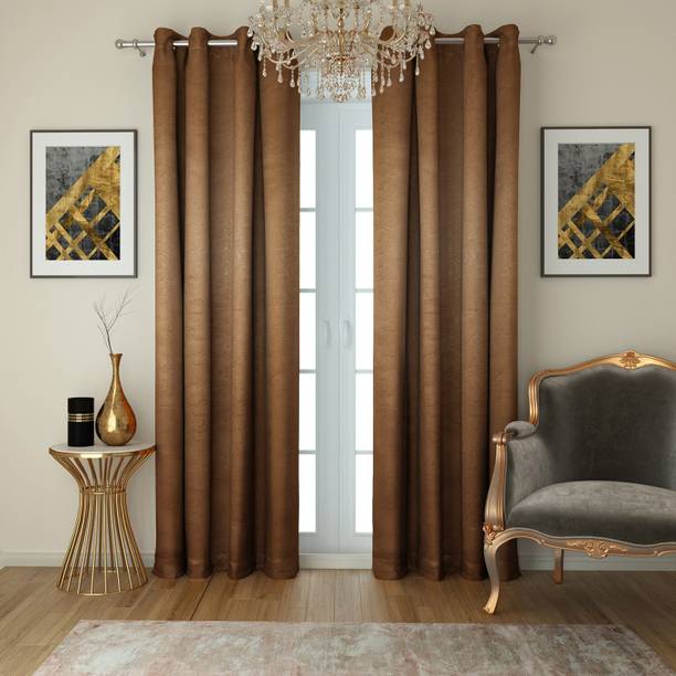 SWAYAM 228 cm (7 ft) Door Silk Blackout Curtain (Pack Of 2)