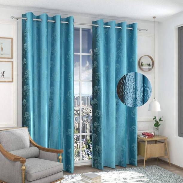 Samyh Textile 213.36 cm (7 ft) Door Polyester Room Darkening Curtain (Pack Of 2)