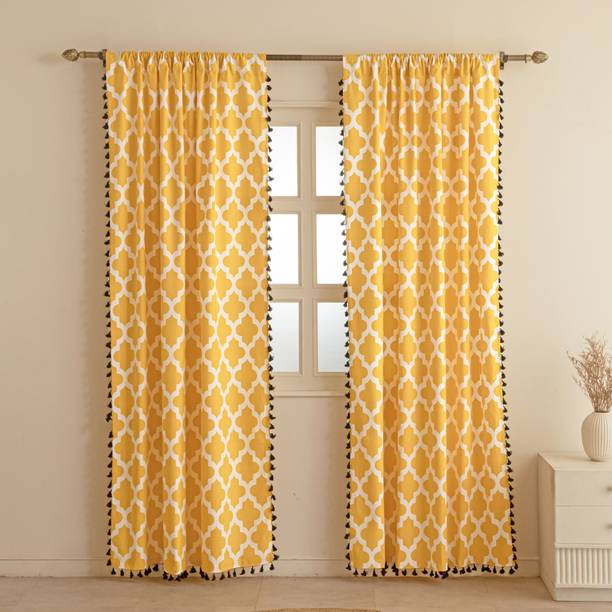 HOMEMONDE 152.4 cm (5 ft) Window Cotton Room Darkening Curtain (Pack Of 2)