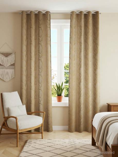 Diara Homes 213 cm (7 ft) Door Velvet Room Darkening Curtain (Pack Of 2)