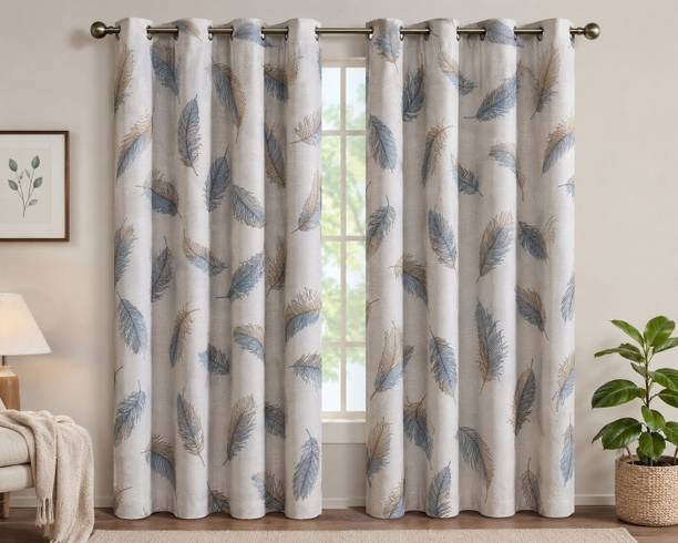 DIVMAHI DÉCOR 214 cm (7 ft) Door Polyester Semi Transparent Curtain (Pack Of 2)